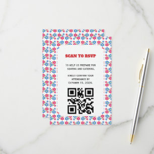 Moderne lebendige Flower Power Hochzeitsmuster, RSVP Karte