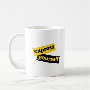 Moderne, lebendige, kühne Grafik von Express-Sie s Kaffeetasse