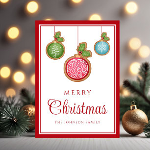 Moderne Lebkuchen-Weihnachtsbaumkugeln Feiertagskarte
