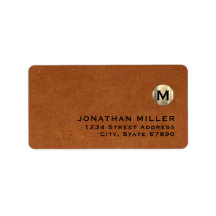 Moderne Ledergoldmonogramm-Rücksendeadresse