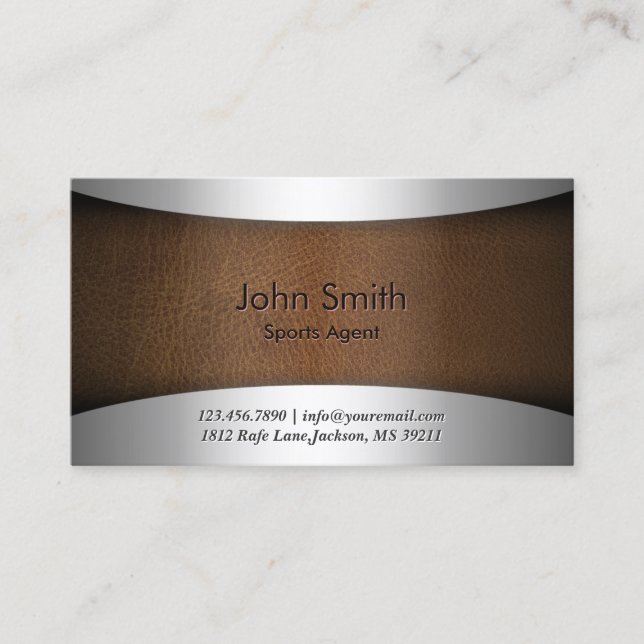 Moderne Ledersport Agent Business Card Visitenkarte (Vorderseite)