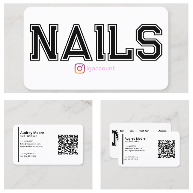 Moderne leere weiße Nageltechniker Vorlagen Visitenkarte (Modern Blank White Nail Technician Templates Business Card
)