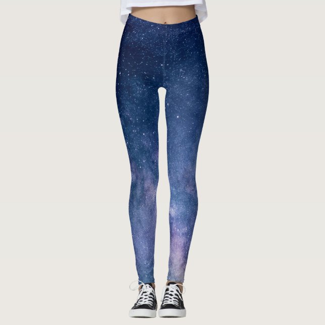 Moderne Leggings | blaues Universum, Kosmos,Sterne (Vorderseite)