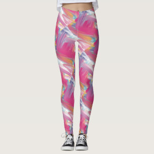 Moderne Leggings mit rauer Pinselstrichdruck-Kunst