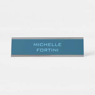 Moderne Legitimation Schlicht Ocean & Sky Blue Schreibtischnamensplakette