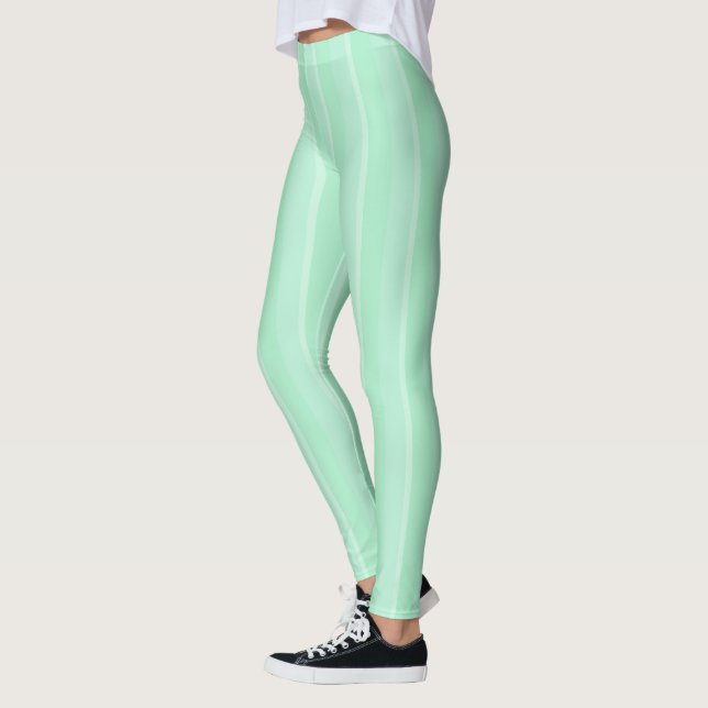Moderne, leicht grüne, gestreifte Vorlage Trendy Leggings (Links)