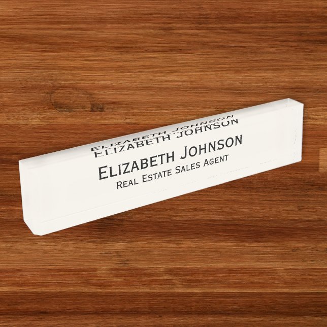 Moderne, leichte Elfenbeinküste Berufliche Führung Namensplakette (Modern Light Ivory Professional Business Executive Desk Name Plate)