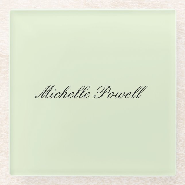 Moderne, leichte Pastellfarbe-Trend-Script Glasuntersetzer (Vorderseite)