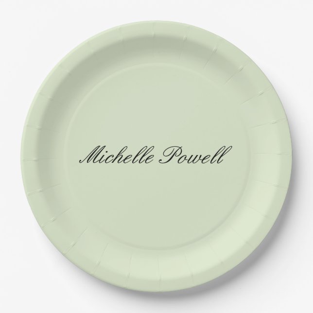 Moderne, leichte Pastellfarbe-Trend-Script Pappteller (Vorderseite)