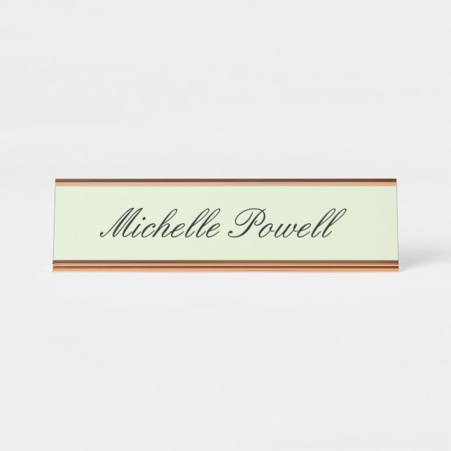 Moderne, leichte Pastellfarbe-Trend-Script Schreibtischnamensplakette (Vorderseite )