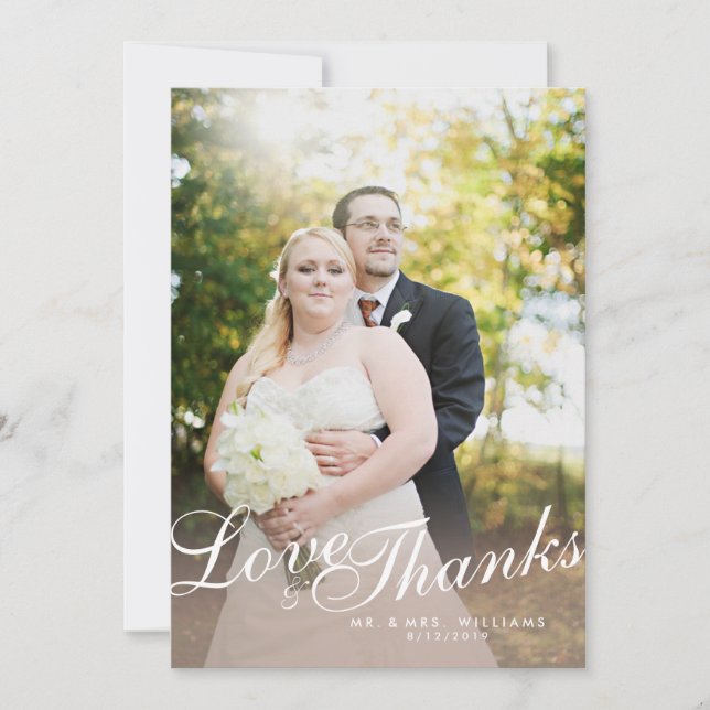 Moderne, leichte Script-Liebe dank Flachkarte Dankeskarte (Vorderseite)