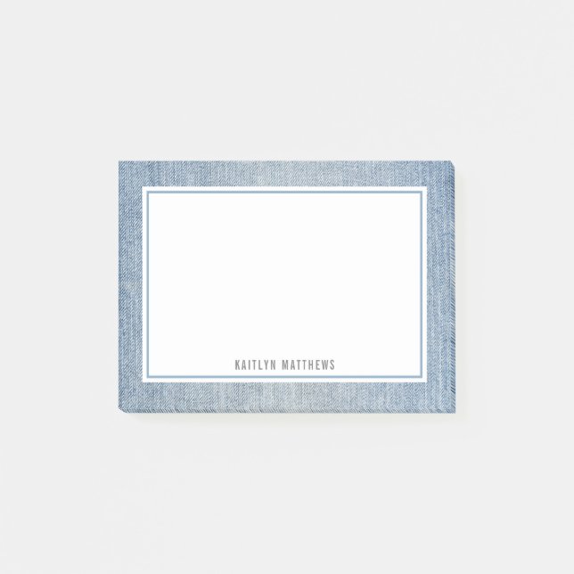 Moderne leichte Wash Denim Jeans Texture Name Post Post-it Klebezettel (Vorderseite)