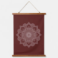 Moderne Leinwand Burgundy Red Geometric Mandala