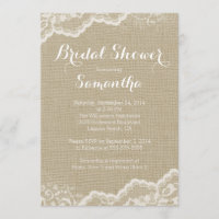 Moderne Leinwand-u. Spitze-Brautparty-Einladung