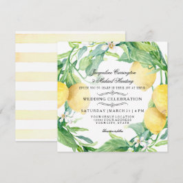 Moderne Lemon Blume Wreath Citrus Wedding Einladung