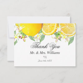 Moderne Lemon Boho Summer Wedding Dankeskarte