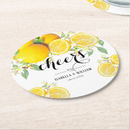 Moderne Lemon Boho Summer Wedding Runder Pappuntersetzer