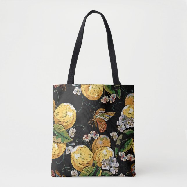 Moderne Lemon Citrus Floral Butterfly Muster (Vorderseite)