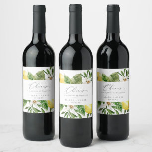 Moderne Lemon Garden Cheers Wedding Weinetikett