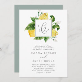 Moderne Lemon Garden Formal Monogram Wedding Einladung