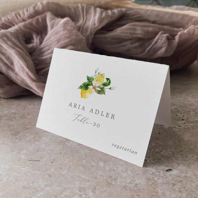 Moderne Lemon Garden Menü Option Platzkarten Tischnummer (Von Creator hochgeladen)
