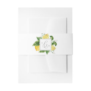Moderne Lemon Garden Monogram Wedding Einladungsbanderole