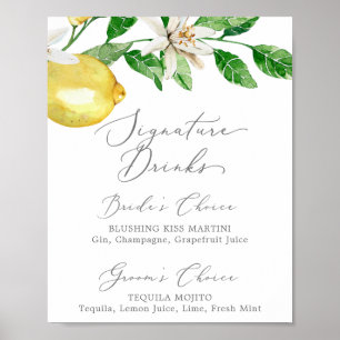 Moderne Lemon Garden Signature Drinks unterzeichne Poster