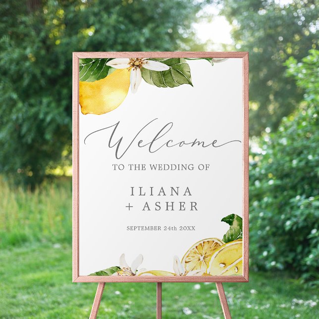 Moderne Lemon Garden Vertical Wedding Willkommen Poster (Von Creator hochgeladen)