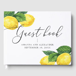 Moderne Lemon Grove Wedding | Botanische Wasserfar Gästebuch