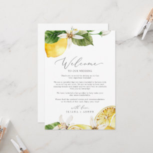 Moderne Lemon Hochzeit Begrüßungsschreiben & Reise