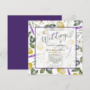Moderne Lemon & Lavender Foliage Einladung