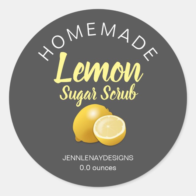 Moderne Lemon Sugar Scrub hausgemachte DIY-Labels Runder Aufkleber (Vorderseite)