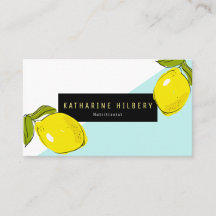 Moderne Lemon Türkis White Block Business Card