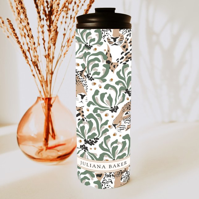 Moderne Leopard-Foliage Personalisierte thermische Thermosbecher (Von Creator hochgeladen)