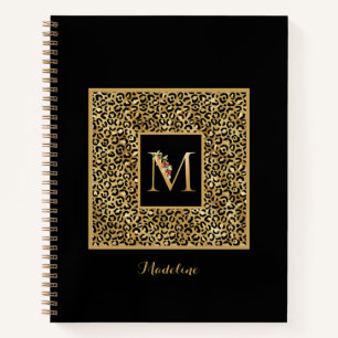 Moderne Leopard Gold Persönliches Monogramm Buchst Notizbuch
