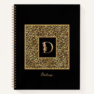 Moderne Leopard Gold Persönliches Monogramm Buchst Notizbuch