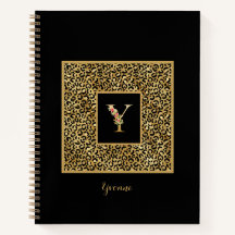 Moderne Leopard Gold Persönliches Monogramm Buchst