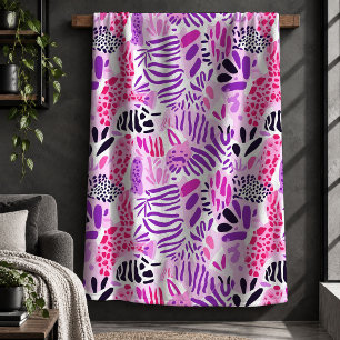 Moderne Leopard Magenta Pink Purple Decke Deko Sherpadecke