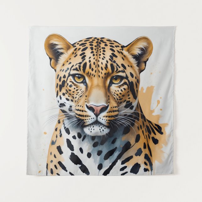 Moderne Leopard Malerei Wilde Kunst Wandteppich (Vorderseite)