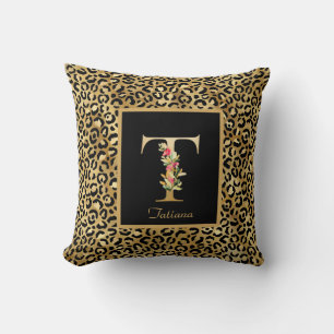 Moderne Leopard-Personalisierung Monogramm Anfangs Kissen