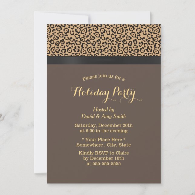 Moderne Leopard Print Holiday Party Einladung (Vorderseite)