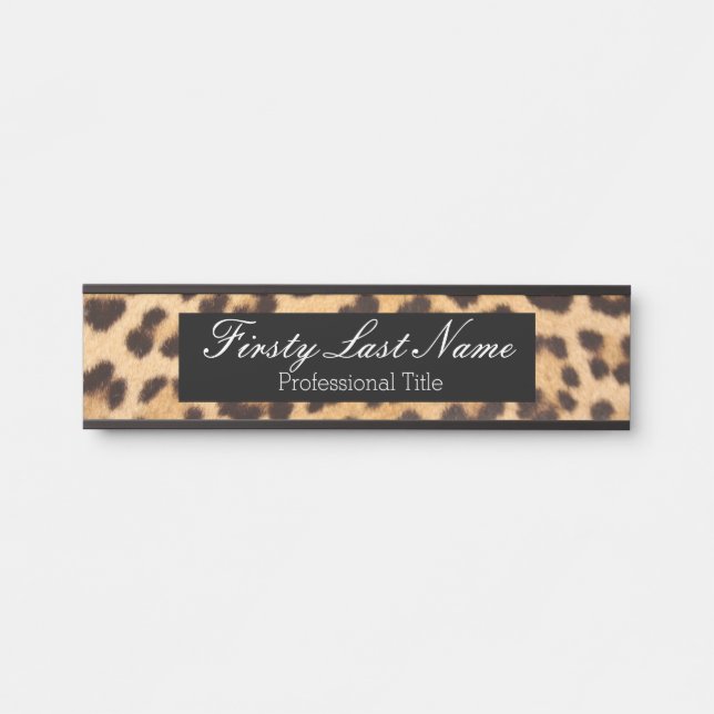 Moderne Leopard Print Office Türsignaturen Türschild (Vorderseite )