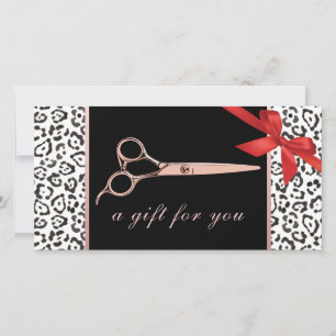Moderne Leopard Rose Gold Scissor Geschenkgutschei