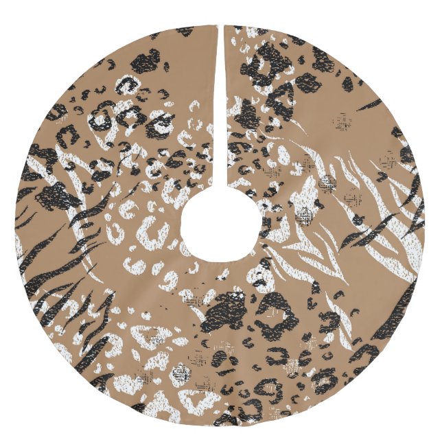 Moderne Leoparden: wilde Natur. Polyester Weihnachtsbaumdecke (Vorderseite)