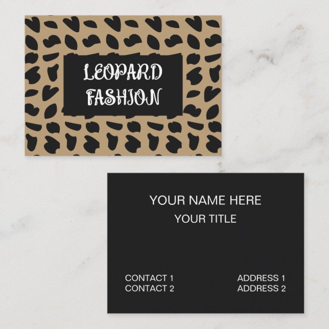 Moderne Leopardenmode Leopardenmuster Visitenkarte (Vorne/Hinten)
