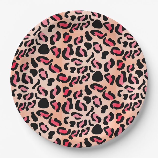 Moderne Leopardenmuster-Tierprint Pappteller (Vorderseite)