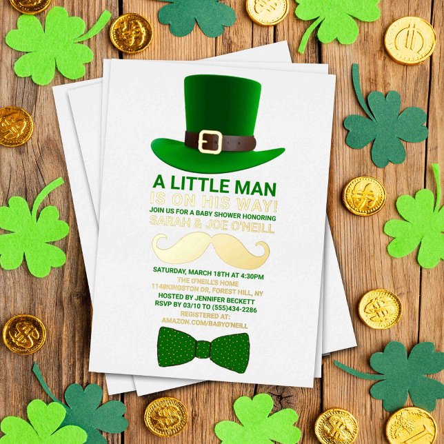 Moderne Leprechaun St. Patrick's Day Kinderdusche Folieneinladung (Von Creator hochgeladen)