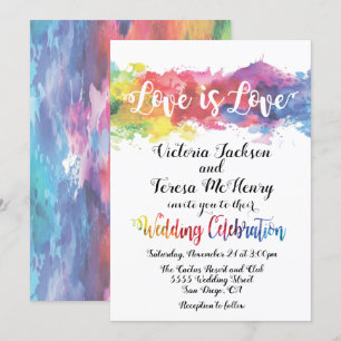Moderne Lesbische Hochzeit mit Gay Watercolor Einladung