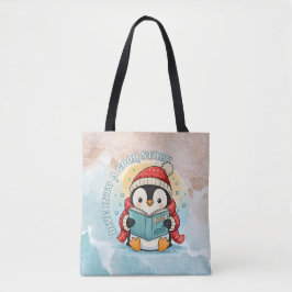 Moderne Lesepinguin-Ästhetik-Schultertasche