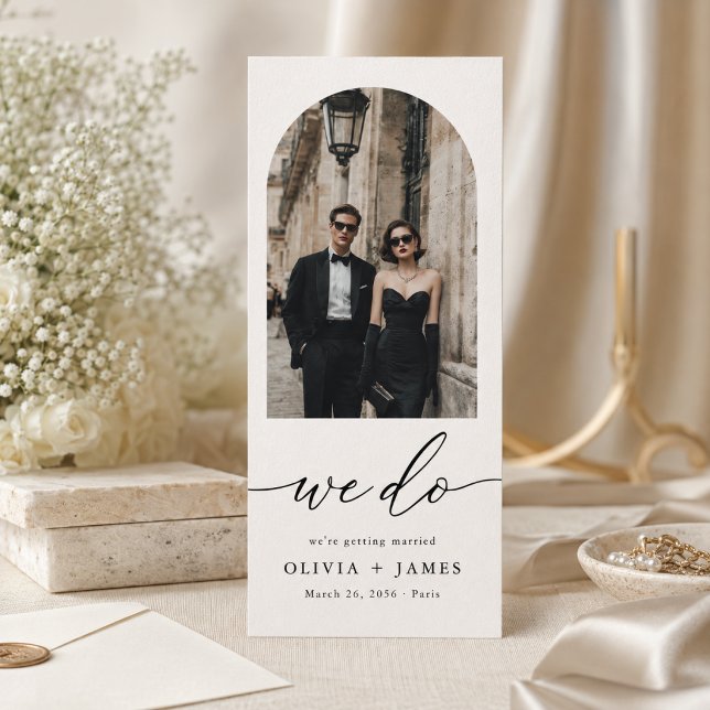 Moderne Lesezeichen-Arch-Foto-Hochzeit "Save the D Save The Date (Von Creator hochgeladen)